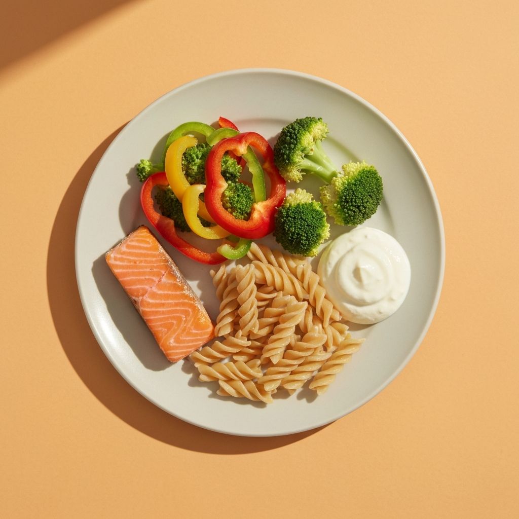 Overhead view of balanced plate composition